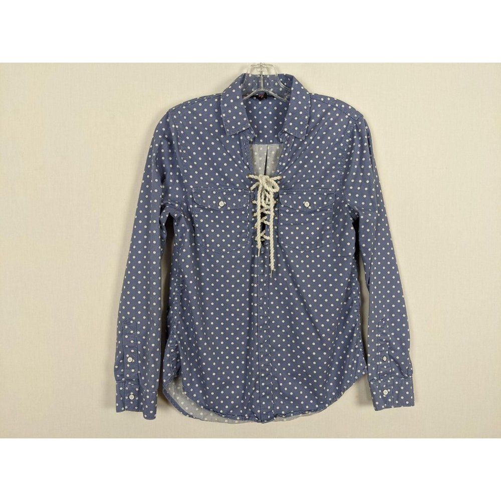 Victoria's Secret polka dots lace up blouse S/P